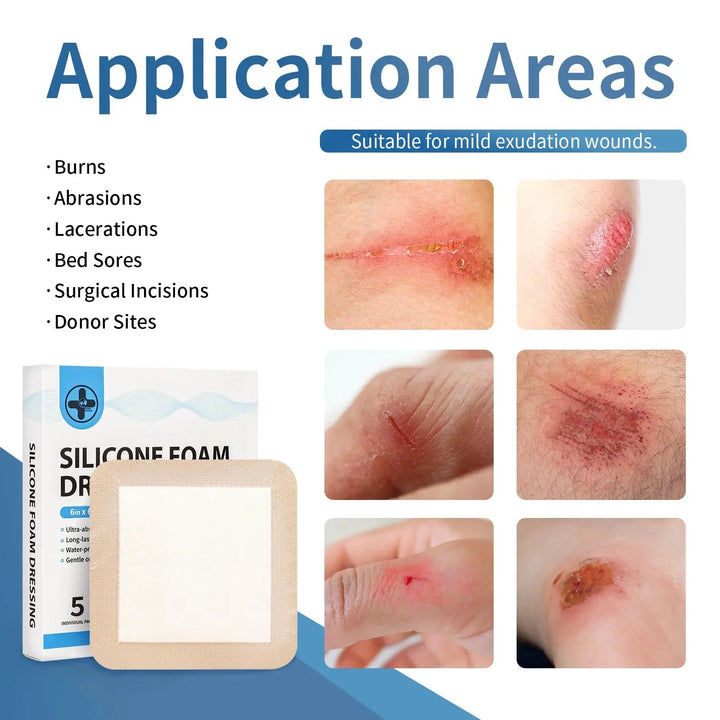 Silikonivaahtosidos 7,5 x 10cm tai 10 x 10 cm – 10 kpl pakkaus - Medrescue Gear