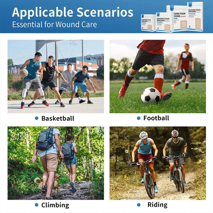 Silikonivaahtosidos 7,5 x 10cm tai 10 x 10 cm – 10 kpl pakkaus - Medrescue Gear