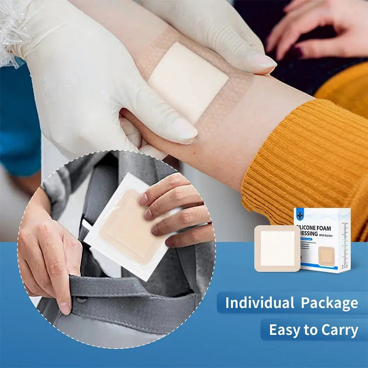 Silikonivaahtosidos 7,5 x 10cm tai 10 x 10 cm – 10 kpl pakkaus - Medrescue Gear