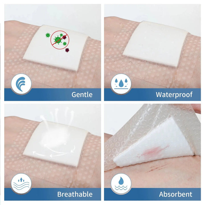 Silikonivaahtosidos 7,5 x 10cm tai 10 x 10 cm – 10 kpl pakkaus - Medrescue Gear