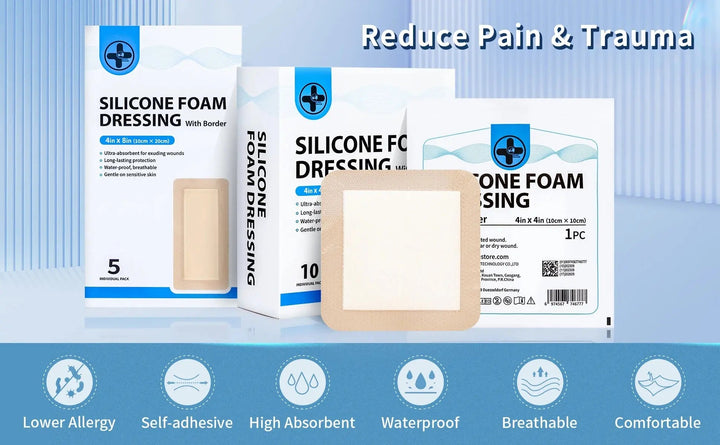 Silikonivaahtosidos 7,5 x 10cm tai 10 x 10 cm – 10 kpl pakkaus - Medrescue Gear