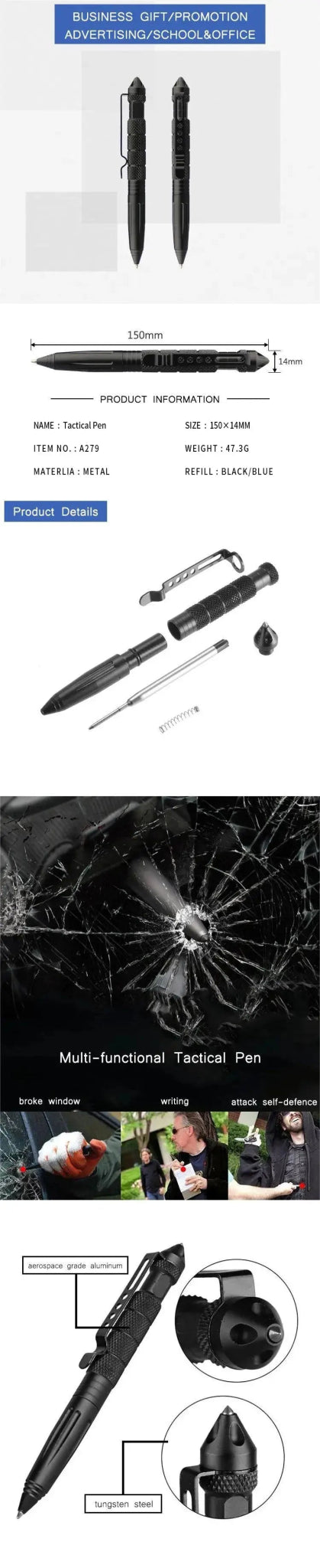 Taktinen Monitoimikynä – Kestävä turva - ja kirjoitusväline - Medrescue Gear