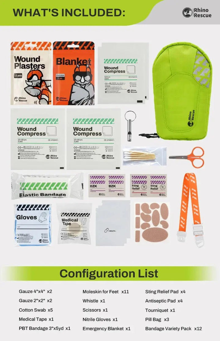 Ulkoilun Ensiapupakkaus I vedenpitävä I 180g | 38 osaa - Medrescue Gear