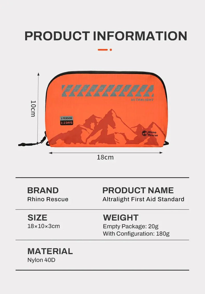 Ulkoilun Ensiapupakkaus I vedenpitävä I 180g | 38 osaa - Medrescue Gear
