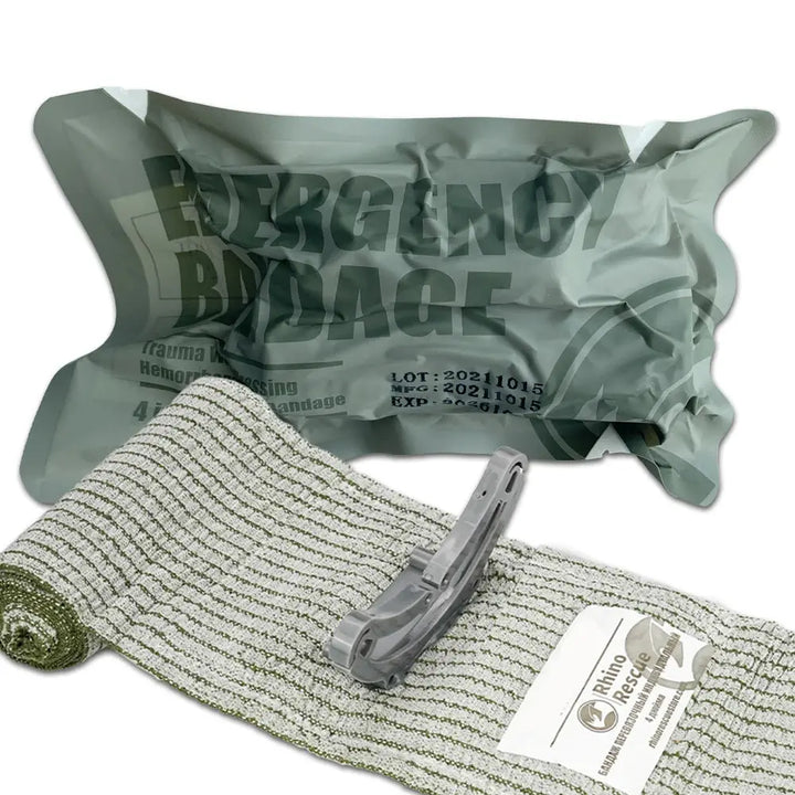 RHINO RESCUE 4/6" Israeli Style Emergency Bandage, Trauma Wound Dressing, Combat Tactical First Aid Kit IFAK Supplies Medrescue Gear