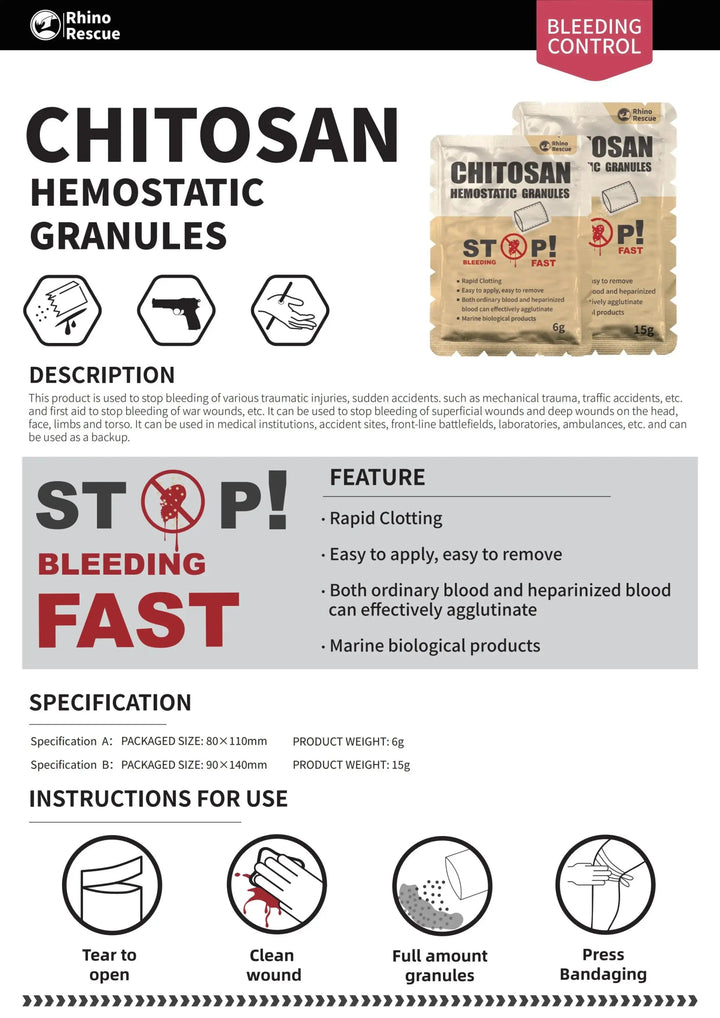 Hemostaattirae 6g - 15g Rakeet ja Injektori - Medrescue Gear